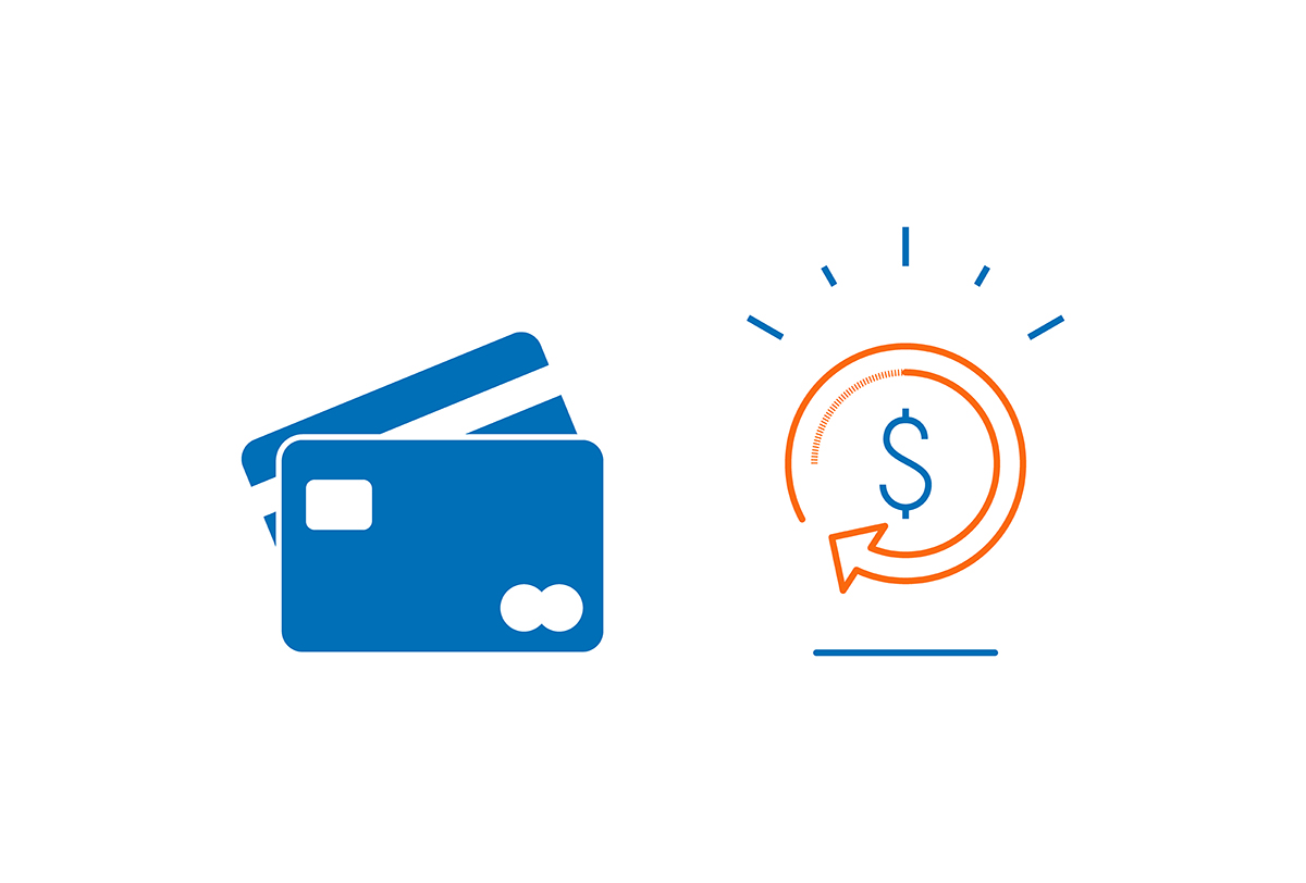 Credit card icon and a currency symbol